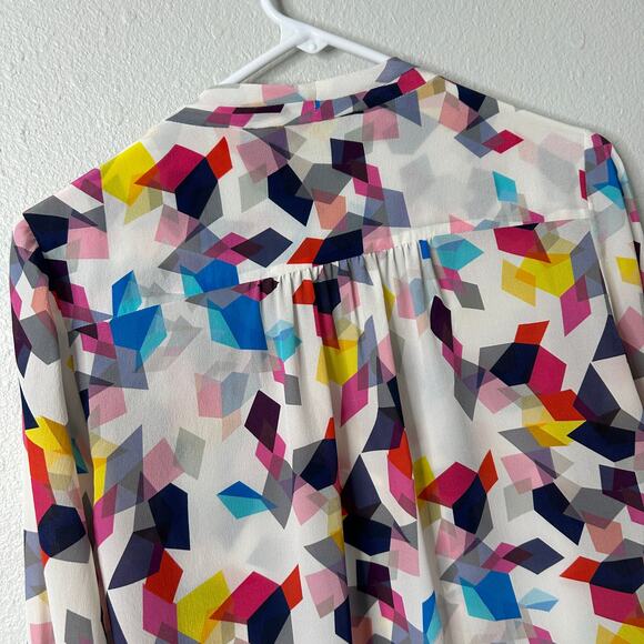 Trina Turk Silk Surplice Top Size Medium Multicolor Geometric Print - Picture 7 of 13